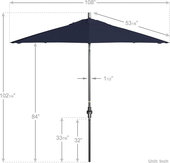 California Umbrella Crank Lift, Collar Tilt, Aluminum Pole