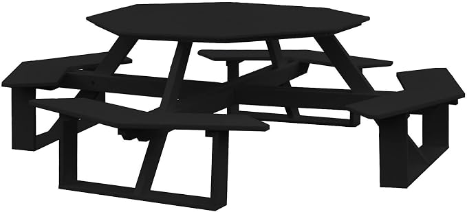 Amish-Made 54" Octagon Black Poly Walk-in Picnic Table