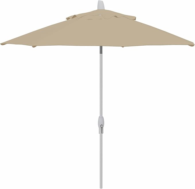 Treasure Garden 9ft Patio Umbrella – Outdoor Furniture Market Umbrella – Deluxe Auto-Tilt – White Aluminum Frame (O’bravia, Khaki)