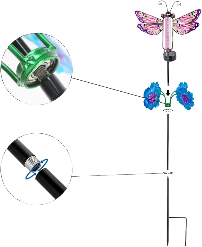 Solar Lights Outdoor Waterproof, 2 Pack Dragonfly Garden Lights, Decorative Landscape Lighting Solar Powered Small Pinwheels for Yard and Garden