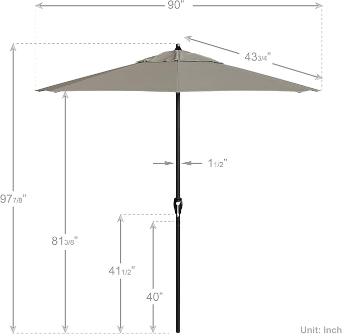 California Umbrella 7.5' Rd Aluminum Patio Umbrella, Crank Lift, Auto Tilt, Black Finish, Woven Granite