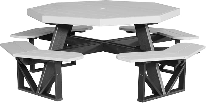Furniture Barn USA Poly Lumber Octagon Picnic Table, Dove Gray & Black