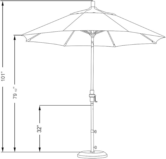 California Umbrella 9' Round Crank Lift, Collar Tilt, Aluminum Pole, Fiberglass Rib Patio Umbrella, Bronze Finish, Sunbrella Astoria Sunset