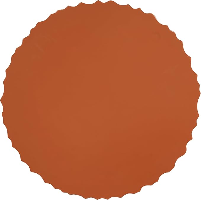 Terracotta Round MGO Coffee Table, Wave Textured Cylindrical Side Table, Indoor & Outdoor Multi-Use Accent Table for Living Room Patio Garden