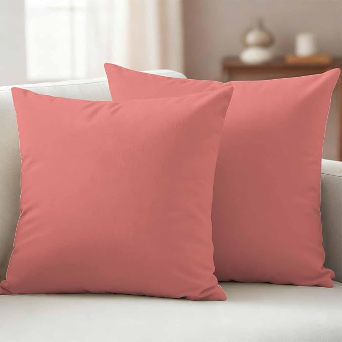 Peach Solid Outdoor Pillow Covers Set of 2 Waterproof Throw Pillow Cover Decorative Cushion Cases for Patio Porch Garden 24X24 Inch