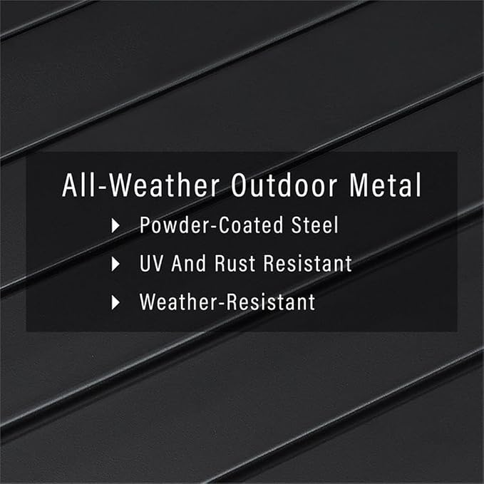 Pemberly Row Modern Metal Outdoor Sectional Coffee Table, Matte Black Finish, 28.5 in x 28.5 in x 14.5 in, Weather-Resistant Rustproof Steel, Slatted Top, Patio or Balcony Furniture for Outdoor Use