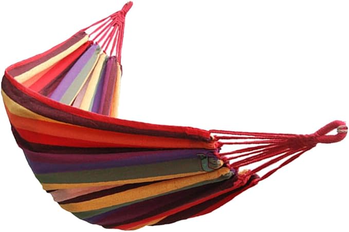 LABRIMP Camping Hammock Canvas Outdoor Hanging Chair Portable Striped Hammock 190x85cm Rainbow Color for Garden Patio and Travel