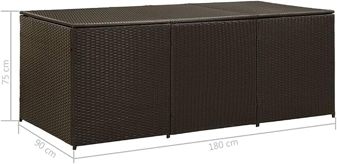 (Fast Shipments) Organization and Storage for Patio Furniture, Outdoor Cushions, Garden Tools and Pool Toys, Garden Storage Box Poly Rattan 70.8"x35.4"x29.5" Brown