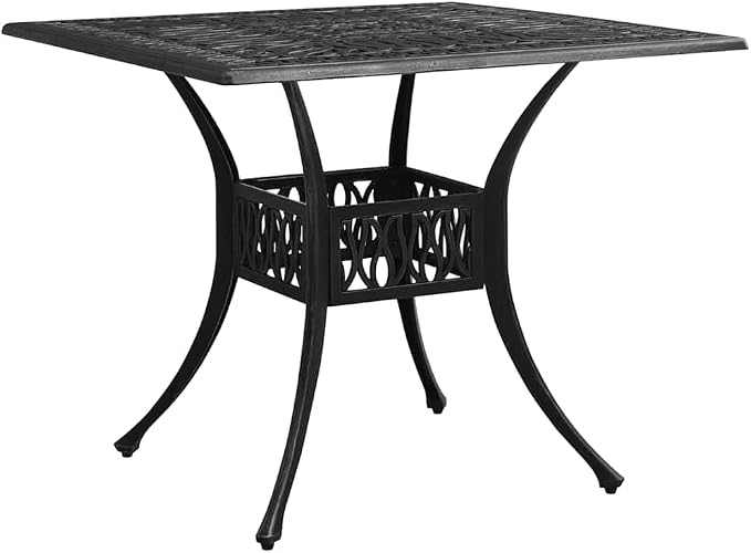 5 Piece Bistro Set Cast Aluminum Black | Weather-Proof, Umbrella Hole, Patio Dining, Sturdy and Durable