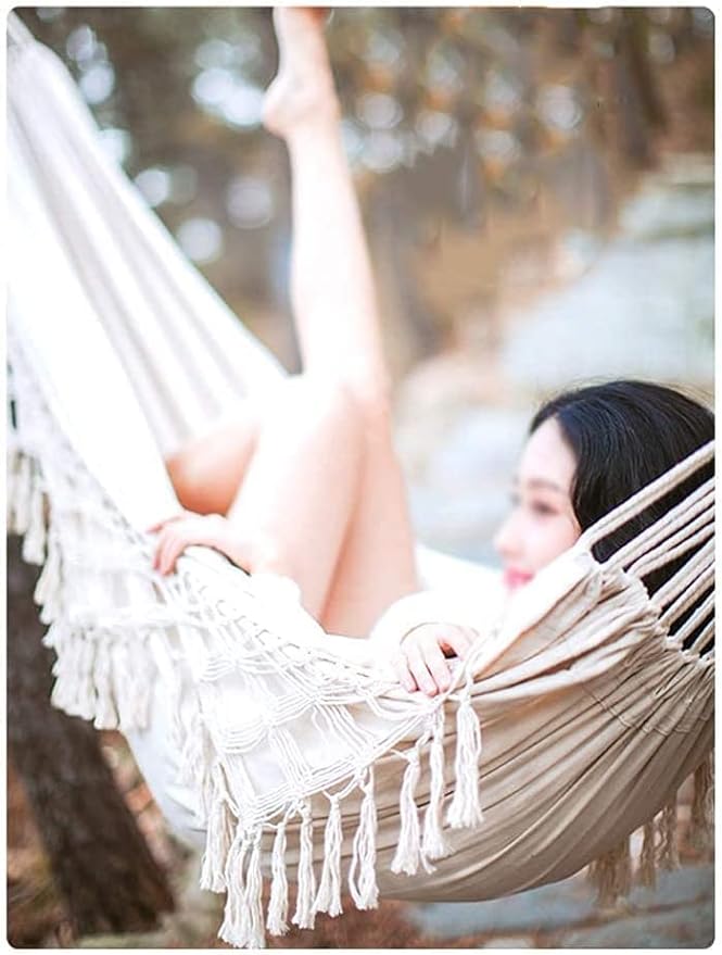 RUVOO Hammock Camping Hammock Recreation Hammock Bedroom Home Double Outdoor Autumn Tassel Adult Home Indoor Hammock Hammocks for Outside