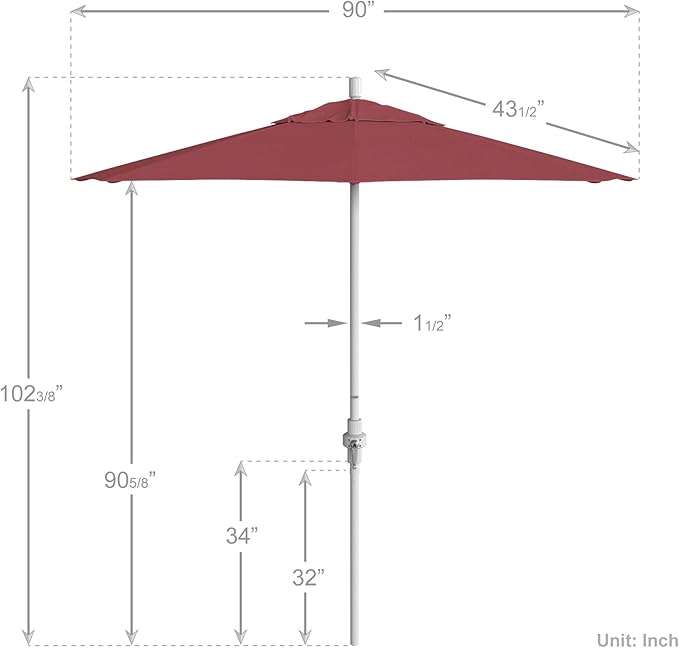 California Umbrella 7.5' Rd. Aluminum Patio Umbrella, Crank Lift, Collar Tilt, White