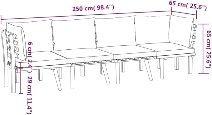 Patio Lounge Set with Cushions,Patio Furniture Sets,Patio Conversation Sets,Outdoor Furniture Sets,for Garden,Backyard,Outdoor,4 Piece Solid Acacia Wood
