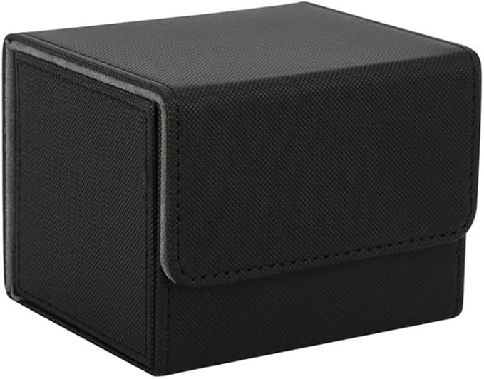 2x (BLACK) Premium Deck Boxes - Magnetic Locking - Gray Interior - Soft Microfiber - 2 count - Compatible with Magic The Gathering, Yugioh, Flesh and Blood, One Piece, Baseball, Football