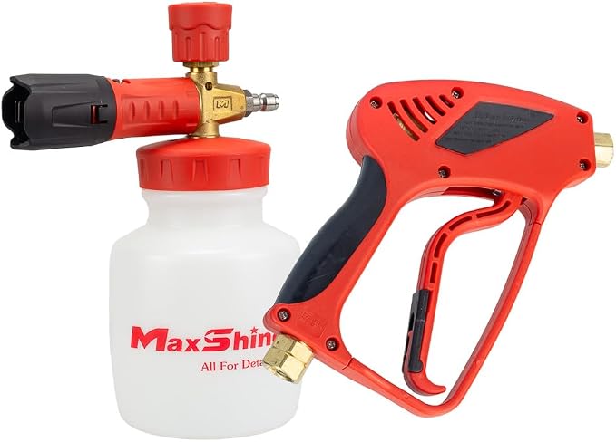 Maxshine Pressure Washer Car Wash Starter Kit – Cannon & Short Gun – 35oz Foam Cannon, 5000PSI Pressure Gun – Thick Foam Cleaning for Cars, Trucks, Home Surfaces