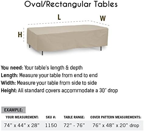 Protective Covers Weatherproof Table Cover, 80 Inch x 84 Inch, Oval/Rectangle Table, Tan - 1155-TN