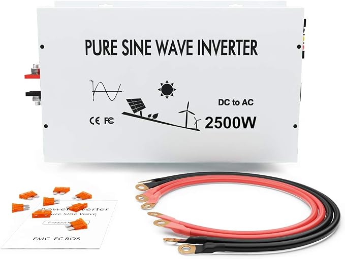WZRELB 2500W 12V Pure Sine Wave Solar Power Inverter DC AC Converter