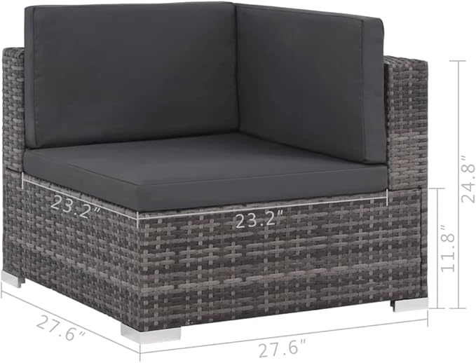 Patio Lounge Set with Cushions,Outdoor Tables and Chairs,Outdoor Furniture Sets,Patio Conversation Sets,for Garden,Deck,Backyard,8 Piece Poly Rattan Gray