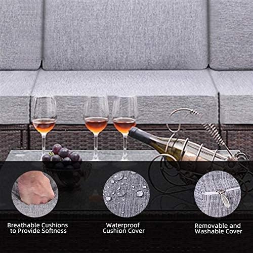 HopeHope 4 Pieces Conversation Sets Outdoor Rattan Sectional Sofa- Patio Wicker Furniture Set