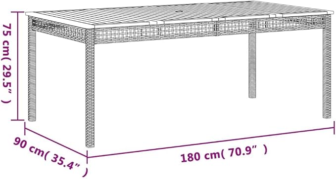 9 Piece Patio Dining Set with Cushions Gray Poly Rattan Outdoor Dining Table for 8, Acacia Wood Top, UV-Proof Steel Frame for Garden Backyard Relaxation