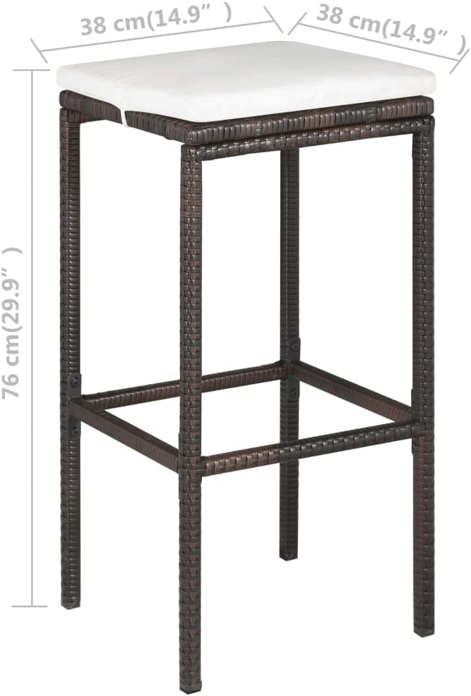 Patio Bar Set with Cushions,Garden Table and Chairs Sets,Garden Conversation Sets, Outdoor Patio Furniture,for Patio,Backyard,Garden,5 Piece Poly Rattan Brown