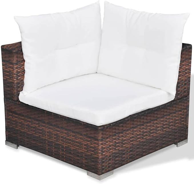 5 Piece Patio Lounge Set with Cushions, Outdoor Sofa Sets Outdoor Dining Sets Patio Conversation Set Porch Furniture Set for Poolside Exhibition Negotiation Area Piazza Poly Rattan Brown