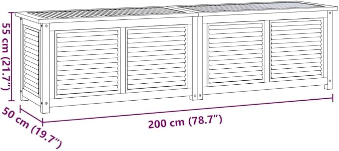 Patio Storage Box with Bag 78.7"x19.7"x21.7" Solid Wood Teak, Patio Storage Boxes