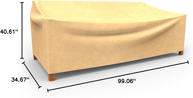 Budge All-Seasons Outdoor Patio Sofa Cover, Extra Extra Large (Tan) (P3A02SF1)