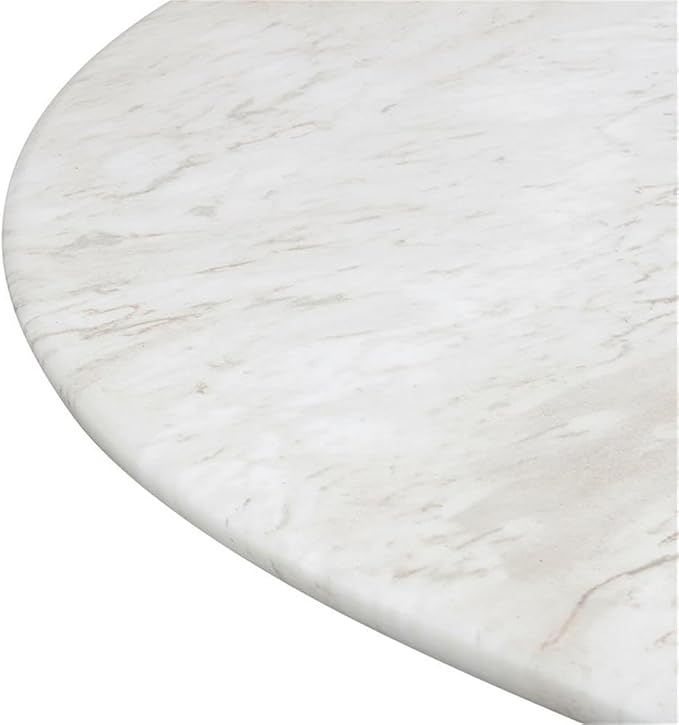 Pemberly Row Indoor/Outdoor Dining Table, 86.3"x39.5"x30.2", Durable Concrete, White Marble Pattern, Seats 6, Handmade, Sleek Tapered Edges, Patio or Dining Room Table