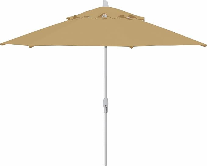 Treasure Garden 11ft Patio Umbrella – Outdoor Market Umbrella – Deluxe Auto-Tilt – White Aluminum Frame (Sunbrella, Heather Beige)