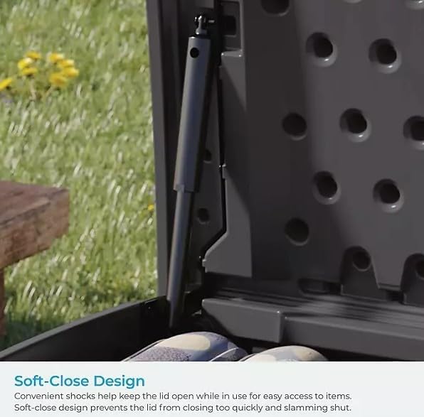 Outdoor Storage Deck Box, 200 Gallon Capacity, Weather-Resistant, Peppercorn Gray
