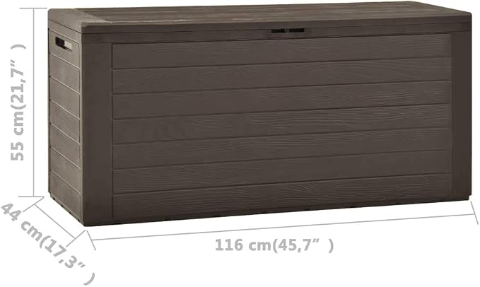 Patio Storage Box,Outdoor Toy Box,Outdoor Cushion Storage,Pool Storage,Outdoor Towel Storage,for Patio Furniture, Pillows, Pool Supplies, Garden Tools, Brown 45.7"x17.3"x21.7"