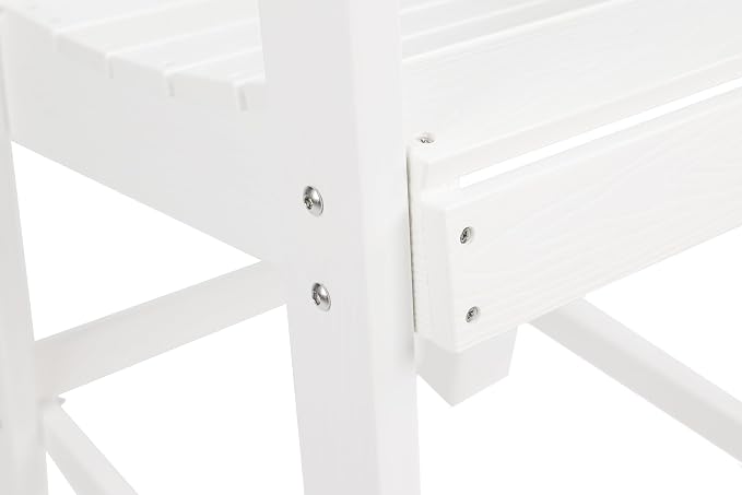 Outdoor Tall Adirondack Chairs Set of 2,Outdoor Bar Height Barstools Widened Chair with Wood Grain,High Backrests,Ideal for Patio,Camping,Pool,Outdoor Use.(White)