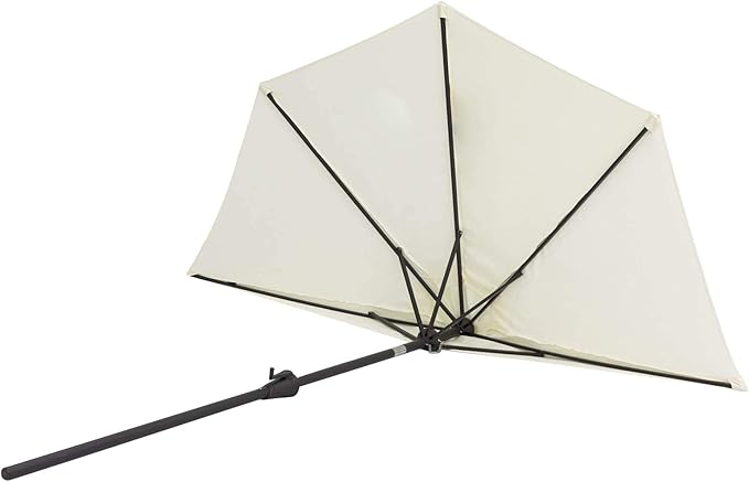 C-Hopetree 9 ft Half Round Outdoor Patio Market Wall Umbrella with Tilt, Ivory