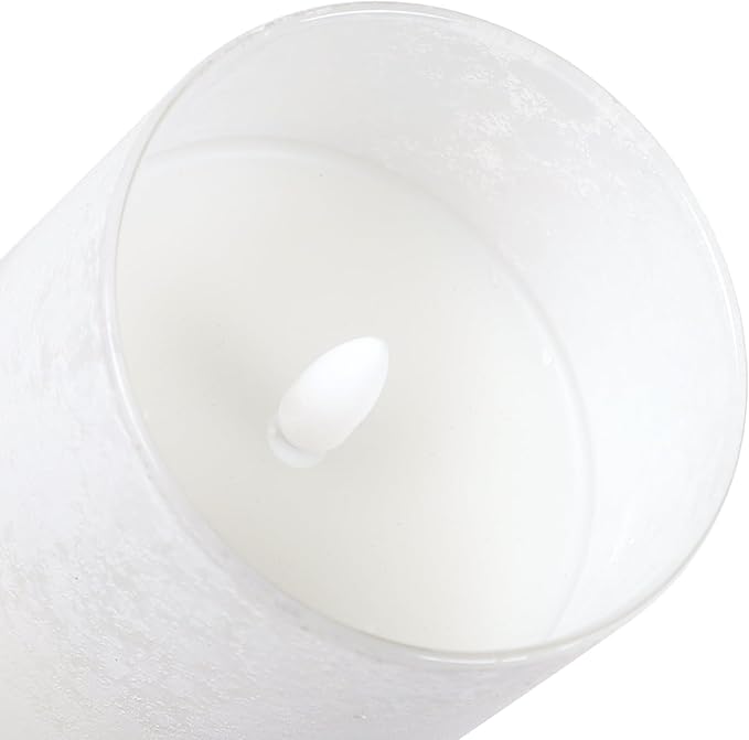 White Glass Flameless Candles Set of 3 (3"x4" 5" 6") – Battery Operated LED Pillar Candles with Remote and Timer, Flickering Electric Fake Candles for Home Wedding Decor