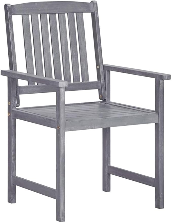 Afuera Living 9-Piece Solid Acacia Wood Patio Dining Set, Gray Oiled Finish, Rectangular Table with 8 Chairs, Weather Resistant, Umbrella Hole, Outdoor Garden Furniture for Terrace or Balcony Dining