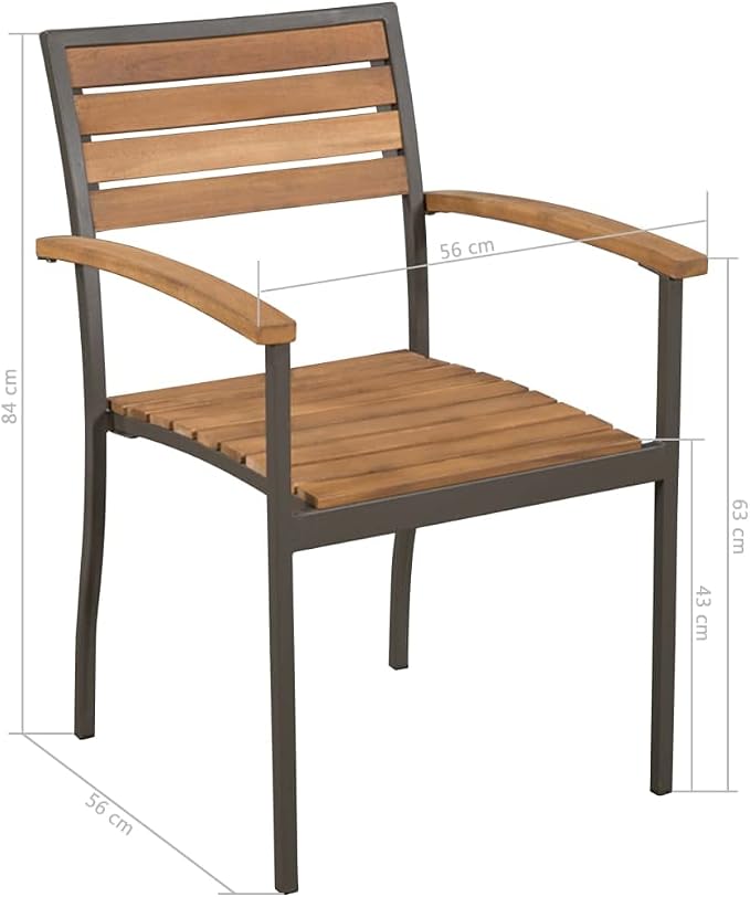 vidaXL Patio Dining Set 9 Piece, Dining Table and Stacking Chairs, Patio Furniture Set for Garden Balcony, Solid Acacia Wood and Steel