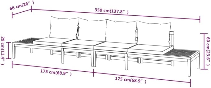 Patio Benches with Dark Gray Cushions,Patio Lounge Set,Patio Conversation Sets,Outdoor Furniture Sets,for Garden,Backyard,Outdoor,2 pcs Acacia Wood