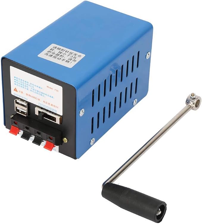 20W Manual Hand Cranking Generator,3V/5V/6V/9V/12V/15V USB Charging Outdoor Convenient Generator 2000RPM USB Charging Emergency Dynamotor for Camping Outdoor Emergency Charging