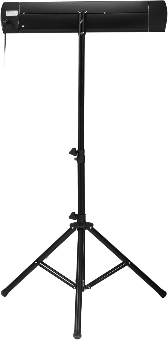 VEVOR Infrared Heater, 1500W Remote Control Electric Space Heater, LED Screen Patio Heater w/ 3 Speeds & Timer, Outdoor/Outdoor for Porch,Dining Room,Studio, with Stand & Mount to Ceiling/Wall,24 in L