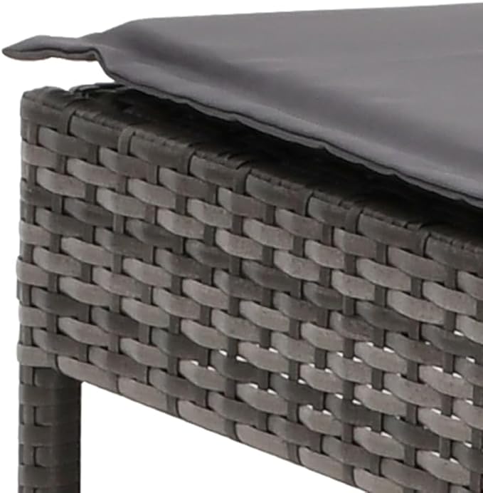 Sun Lounger with Cushion Gray Poly Rattan, Outdoor Patio Sectional, Outdoor Sofa Set, Furniture Conversation Sets, Outdoor Porch Furniture for Balcony, Yard