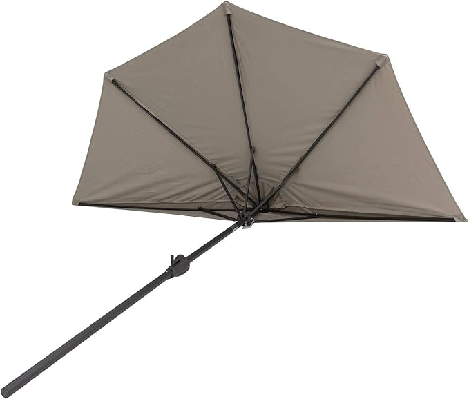 C-Hopetree 9 ft Half Round Outdoor Patio Market Wall Umbrella with Tilt, Taupe