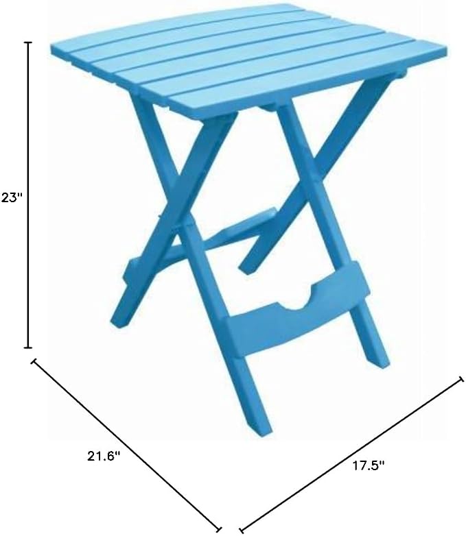 Adams Folding Patio Side Table - Classic Adirondack, Outdoor Use - 21.6 x 17.5 x 23 in - Polypropylene, Blue