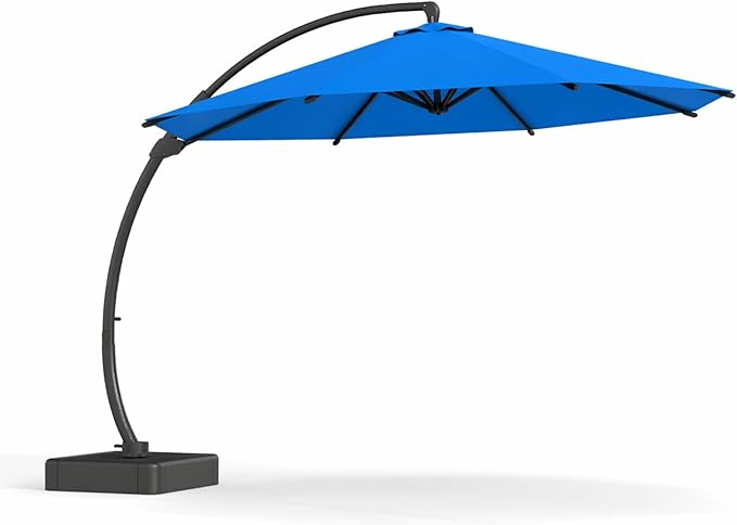 Kingdura 11ft Offset Cantilever Patio Umbrella with Base Included, Large Round Aluminum Outdoor Umbrella, 360° Rotation & Infinite Tilt, Heavy Duty Frame for Deck Pool Backyard, Royal blue