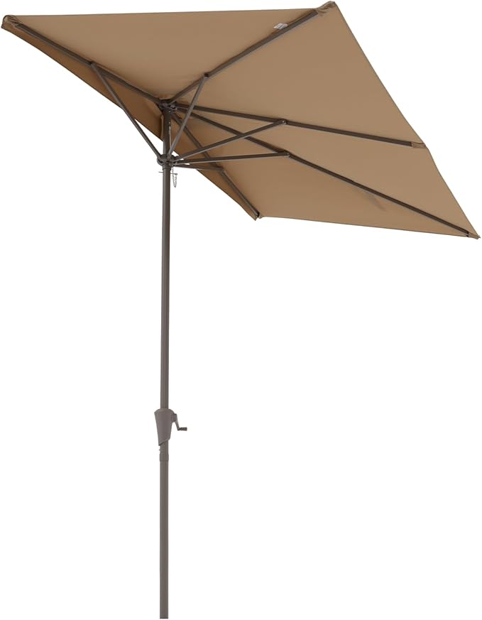 COBANA 7.5’by 4’Half Rectangular Outdoor Patio Umbrella for Patio, Balcony, Garden, Deck, Beige