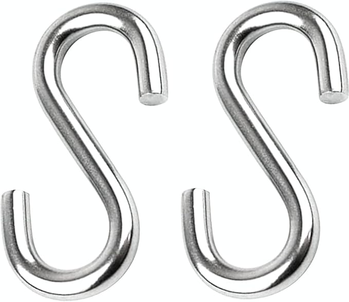 Lazy Daze Hammocks 2 Pack 3.3-Inch Heavy Duty S Hooks Hammock Hardware, 304 Stainless Steel Swing Hammock S Hooks Heavy Duty Large, Maximum Load Capacity 550lbs