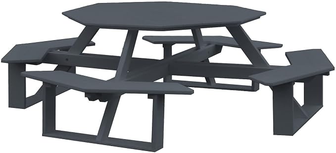 Furniture Barn USA Poly Lumber 54" Octagon Walk-in Table, Dark Gray