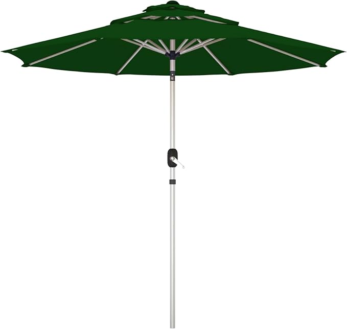 10FT 3-Tier Aluminum Outdoor Patio Umbrella, Fade-Resistant Market Umbrella with Push Button Tilt Function, 8 Sturdy All-Aluminum Ribs for Gardens, Patios, Backyards & Pools