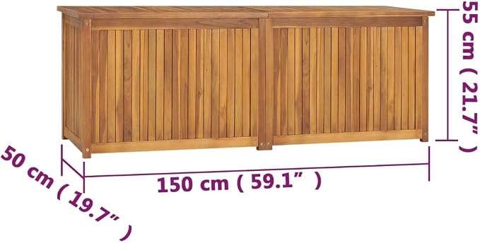 Outdoor Patio Storage Box Solid Teak Wood Deck Box Outdoor Storage Organization Box with Lid Storage Bench and Waterproof Lining for Garden,Patio,Backyard,59.1"x19.7"x21.7" -AA