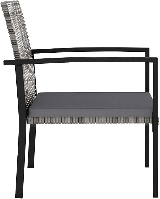 7 Piece Poly Rattan Patio Dining Set Gray | Steel Frame, Weather Resistant PE Rattan, Removable Seat Cushions, Lightweight