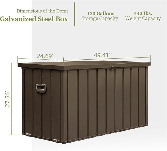 Large 120-Gallon Waterproof Outdoor Storage Box for Patio, Deck, or Poolside – Durable Weather-Resistant Design with Lockable Lid (120 Gallon (Dark Brown))